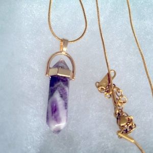 Amethyst natural crystal gold plated ste…